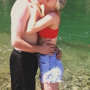 Abercrombie & Fitch High Rise Distressed Denim Shorts